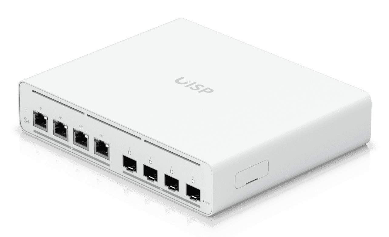 Ubiquiti UISP-S-PLUS – Managed Switch – 4× 2,5G, 4× SFP+, Passive PoE, PoE-Budget 160 W, 19", 1U