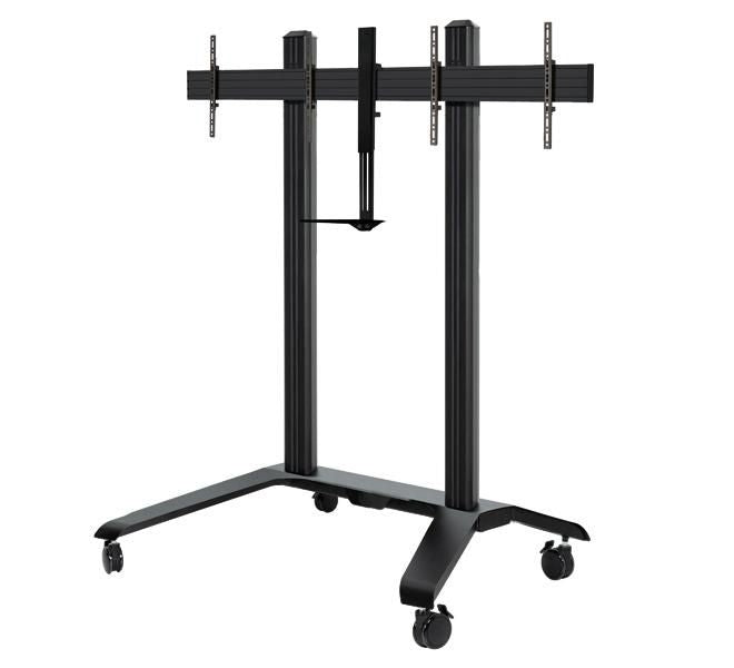 B-Tech TV-Wagen – 56–65" – VESA 100×100–600×400 – bis 70 kg, mit Rollen, für 2 Displays – Schwarz