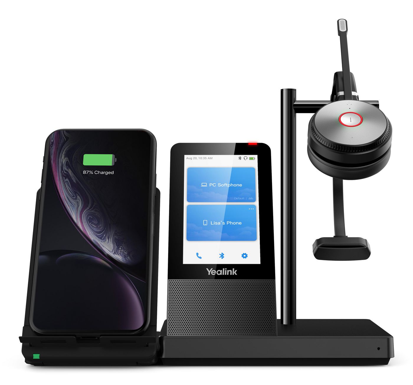 Yealink WH66 – Mono Headset – DECT, Basisstation, USB‑A, 160 m Reichweite – Schwarz – bis 13 h