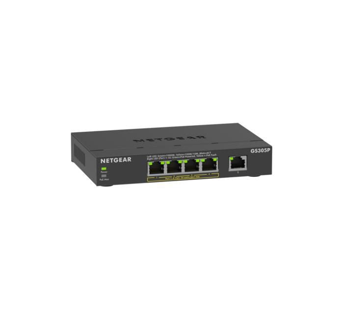 NETGEAR GS305Pv3 – Unmanaged Switch – 5× 1G, PoE+, PoE-Budget 63 W, Desktop