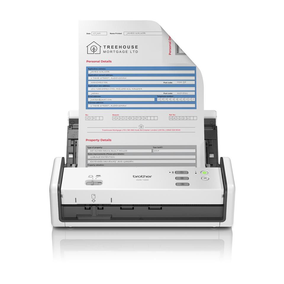 Brother ADS-1300 – Einzugsscanner, A4, Duplex, 30 Seiten pro Minute, ADF 20 Blatt, USB, 1'200 dpi