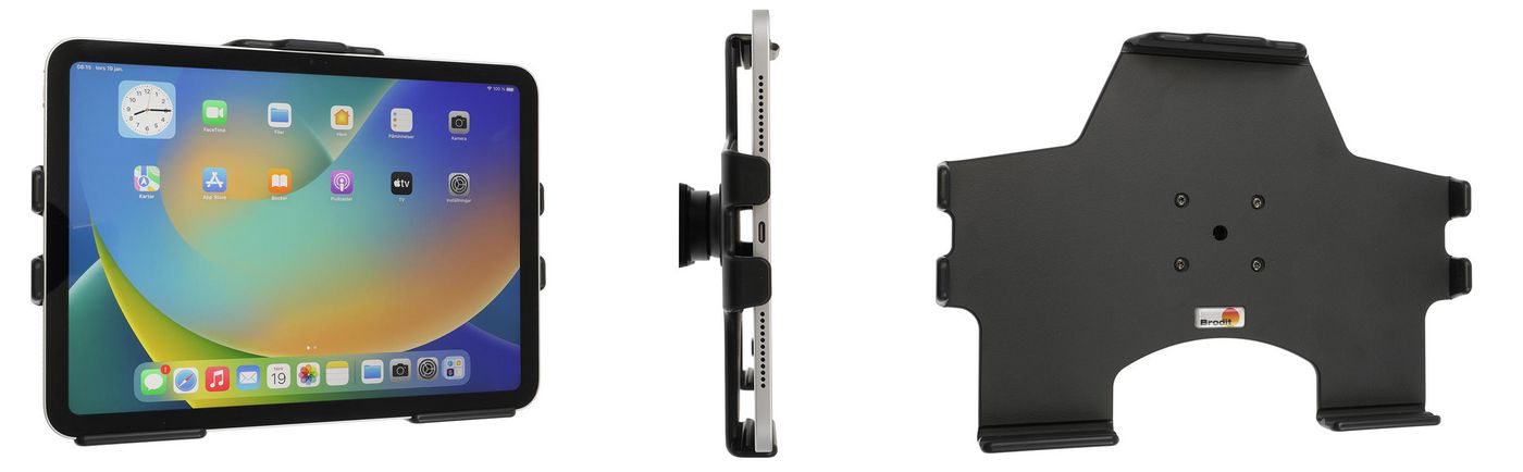 Brodit Fahrzeug-Dock für Apple iPad 10,9" (10. Gen.) – 360° schwenkbar, Neigung 0–17° – Schwarz