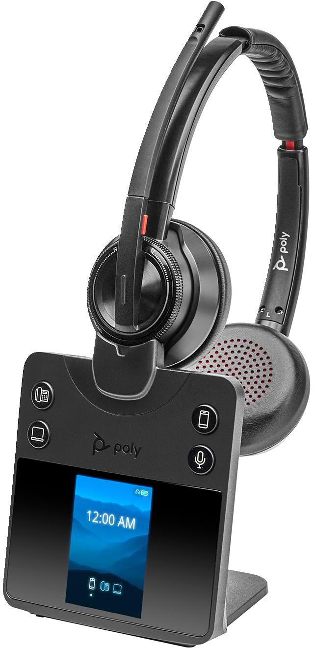 HP Poly Savi 8420 Office-Headset – On-Ear, Stereo, DECT, ANC, mit Basisstation, Schwarz, BT 5.2