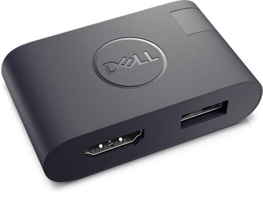 DELL DA20 Adapter USB-C zu HDMI + USB – 4K (3840 × 2160) @ 60 Hz, HDMI 2.0, Plug & Play, Schwarz