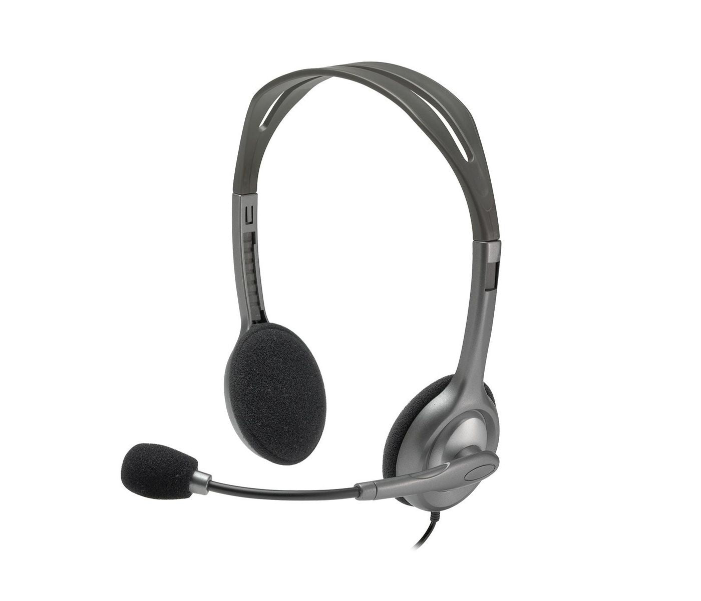 Logitech H110 Office-Headset – On-Ear, Stereo, Kabel, 2 × 3,5 mm Klinke, Schwarz/Silber