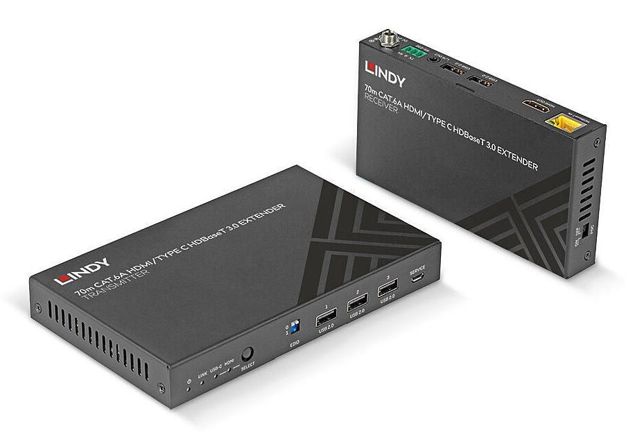 Lindy 38346 – AV-Sender & -Empfänger – 4K UHD (3840×2160), HDMI – für Cat6a, bis 70 m – Schwarz, Metall