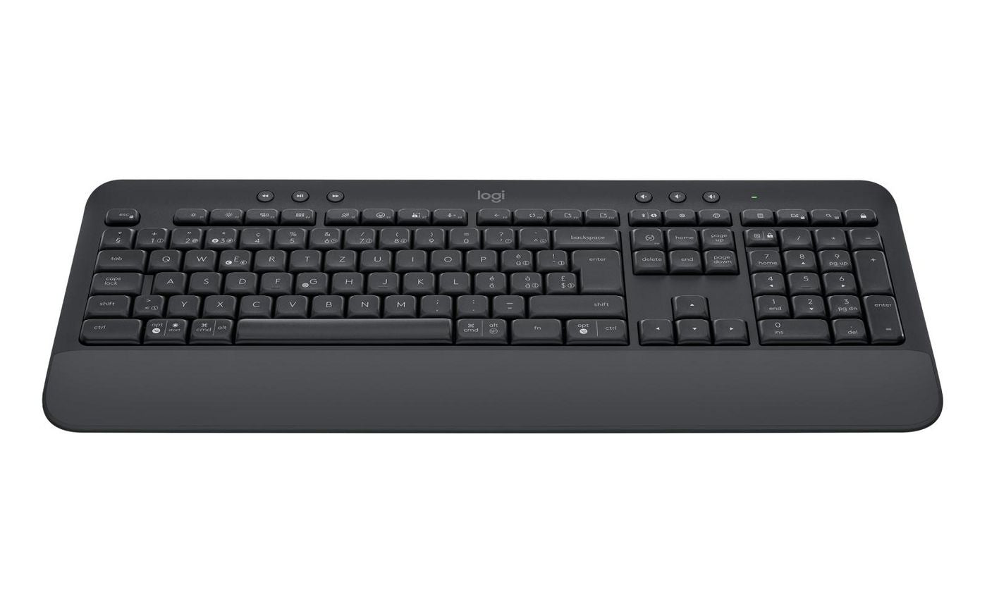 Logitech K650 – Tastatur, kabellos (Bluetooth/2,4 GHz), mit Handballenauflage – für Windows, macOS & Android