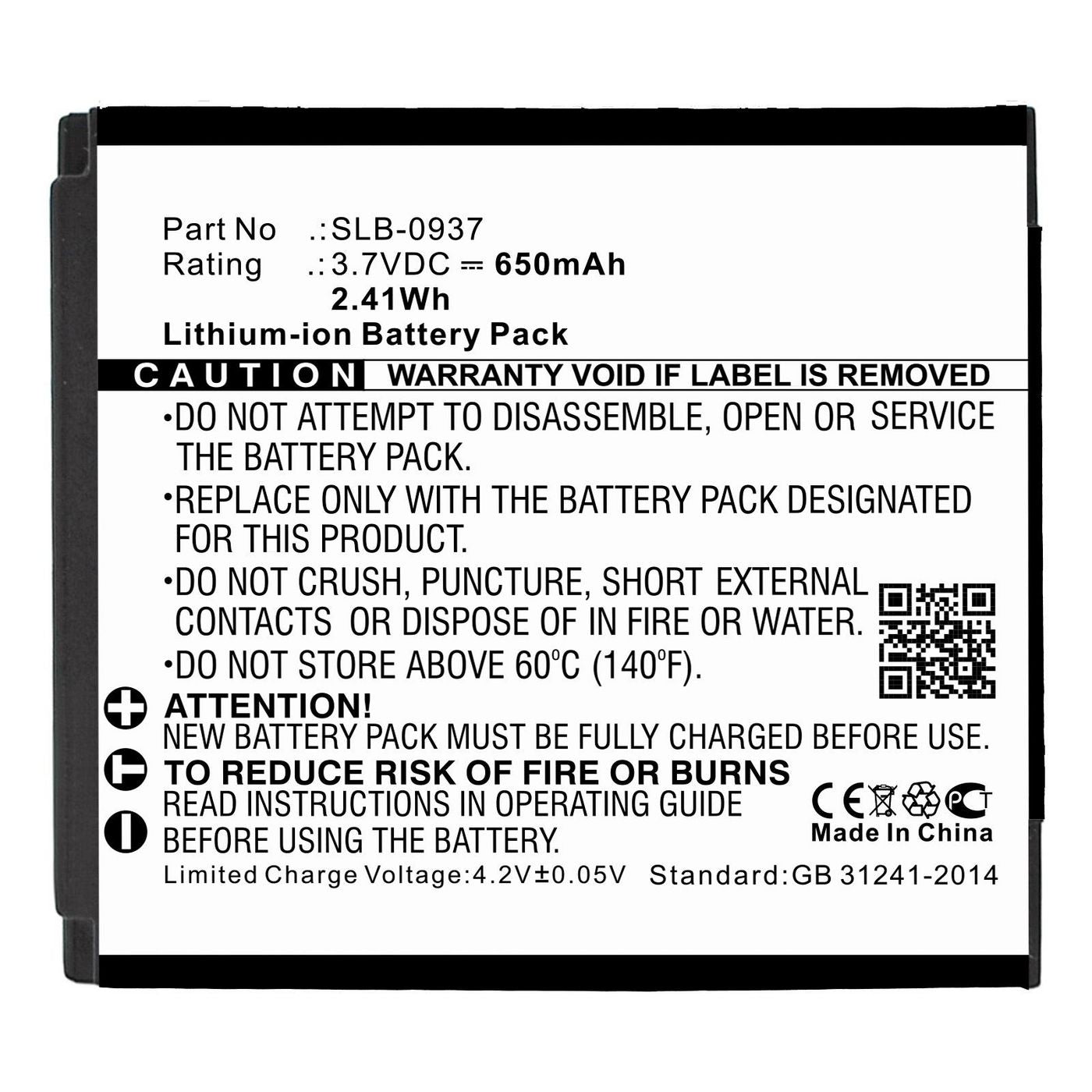 CoreParts SLB-0937 Ersatzakku – 3,7 V, 1000 mAh – für Samsung CL5, i8, L730 und andere – Schwarz