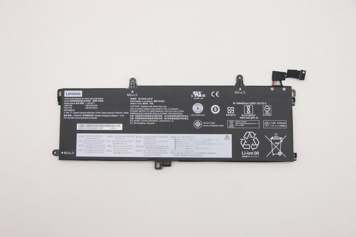 Lenovo Notebook-Akku – für Lenovo ThinkPad – 57 Wh, 11,58 V (3 Zellen) – Schwarz