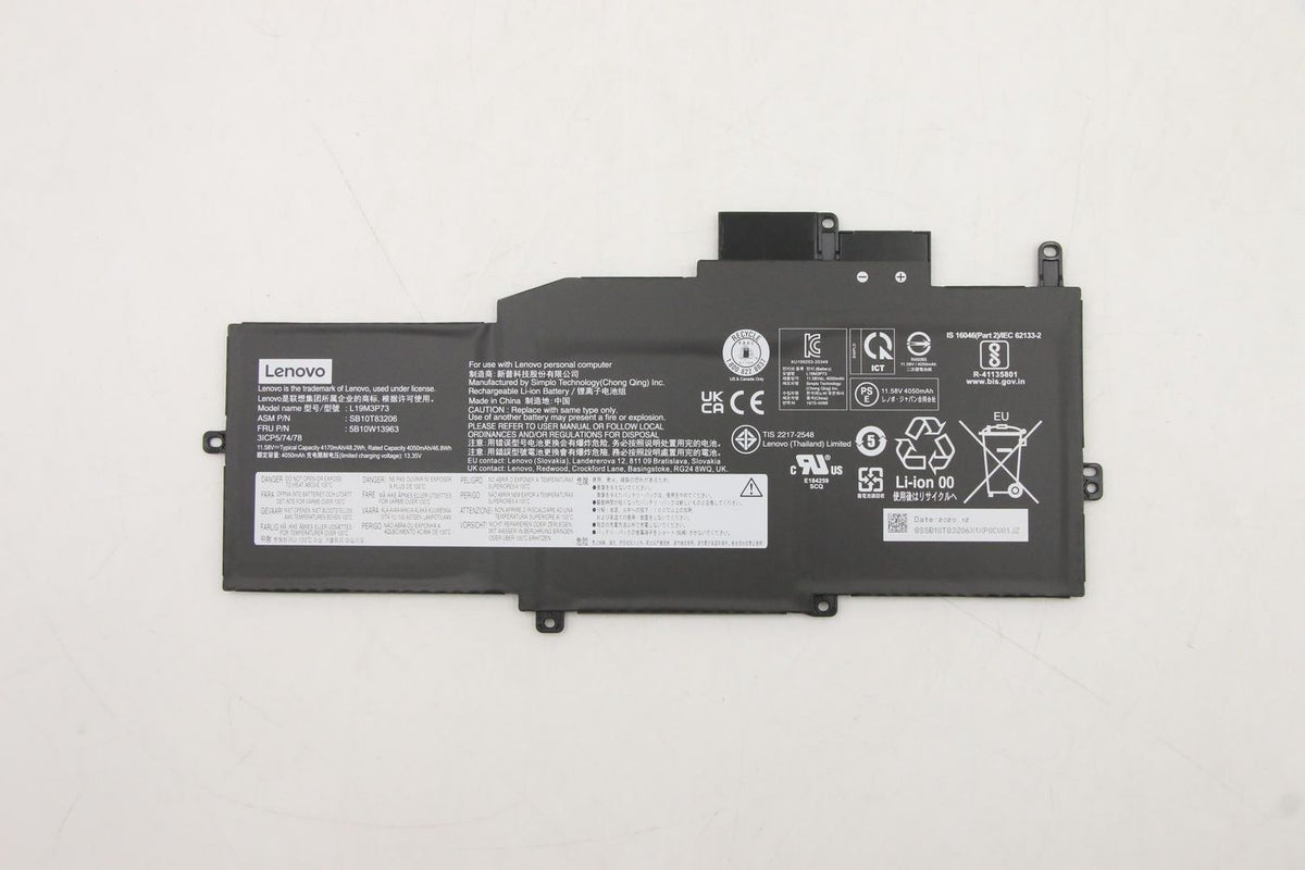 Lenovo Notebook-Akku – für Lenovo Notebooks – 48,2 Wh, 11,58 V (3 Zellen) – Schwarz