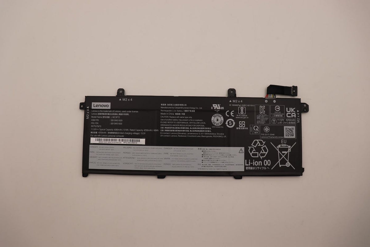 Lenovo Notebook-Akku – für Lenovo ThinkPad – 50 Wh, 15,36 V (3 Zellen) – Schwarz