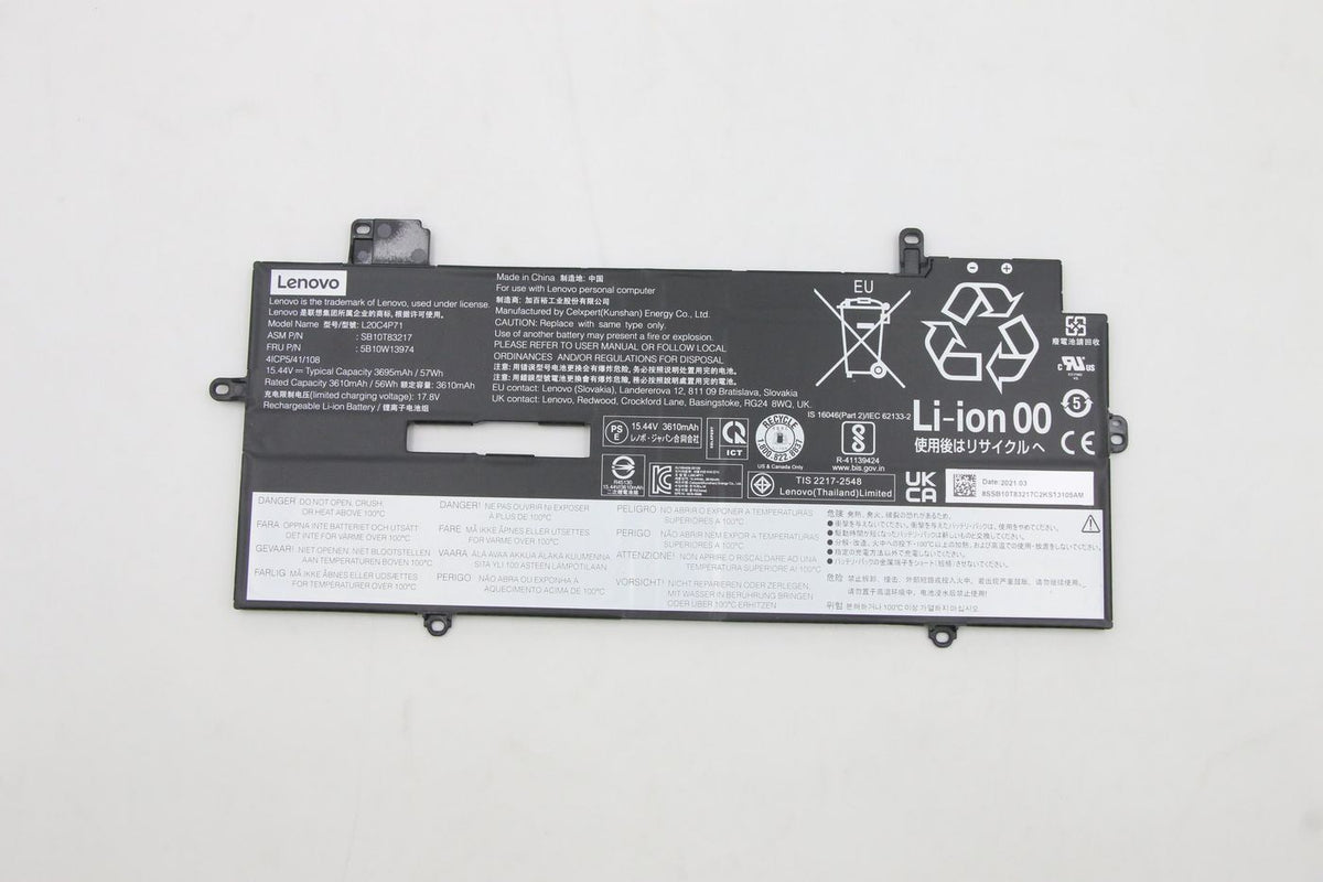 Lenovo Notebook-Akku – für Lenovo ThinkPad und Yoga – 57 Wh, 15,44 V, 4 Zellen – Schwarz