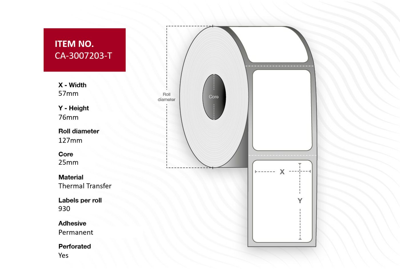 Capture Rollenetiketten, 57 mm × 76 mm, beschichtet, perforiert, permanent, 12 Rollen (930 Etiketten/Rolle)