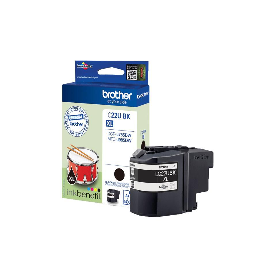 Brother Tintenpatrone LC-22UBK, Schwarz, 2'400 Seiten – für MFC-J985DW