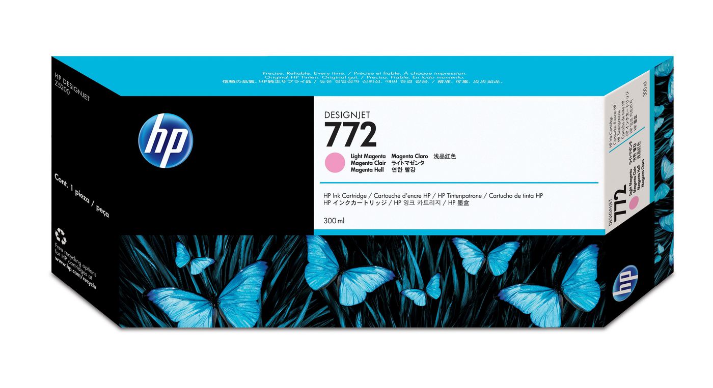 HP Tintenpatrone 772, Hellmagenta, 300 ml – für HP