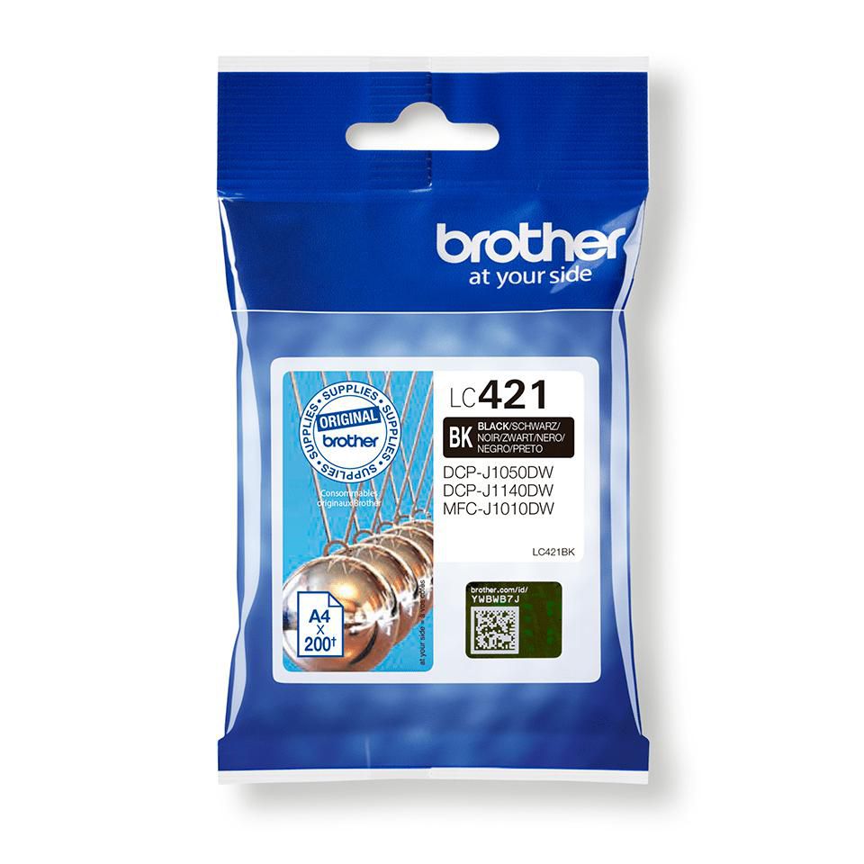 Brother LC-421BK Schwarz Tintenpatrone (Original) – 200 Seiten – für MFC-J1010DW/DCP-J1050DW