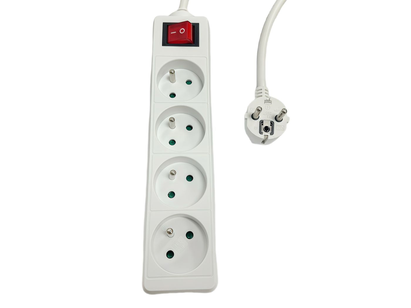Microconnect Steckdosenleiste – 4× Typ E, 1,5 m, mit Schalter, Weiss