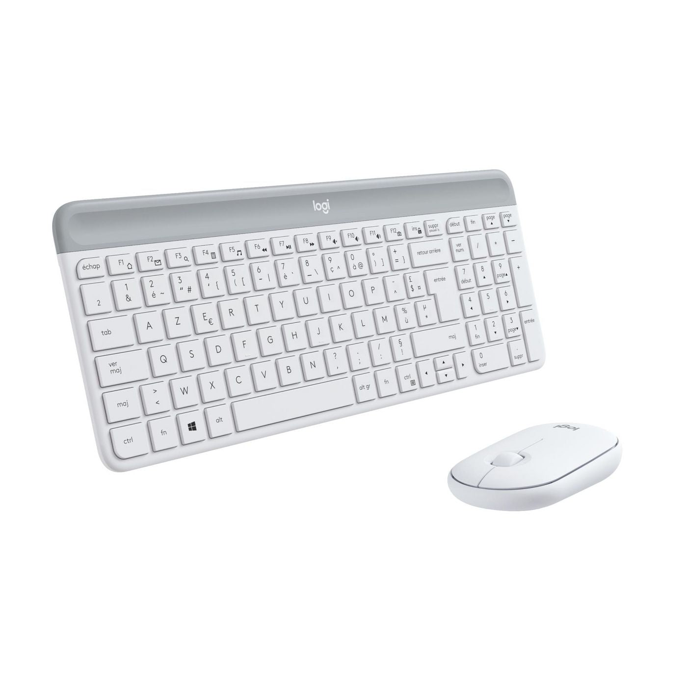 Logitech Slim Wireless Keyboard + Mouse – Tastatur-Maus-Set – 2,4 GHz USB-A (Nano-Empfänger) – AZERTY (FR)