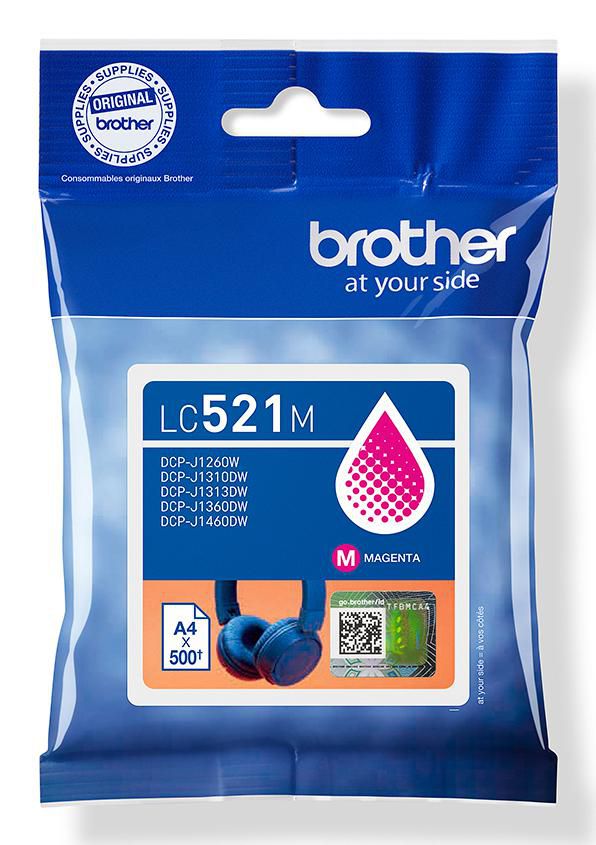Brother LC521M Magenta Tintenpatrone (Original) – 500 Seiten – für DCP-J1260W/DCP-J1310DW/DCP-J1313DW …