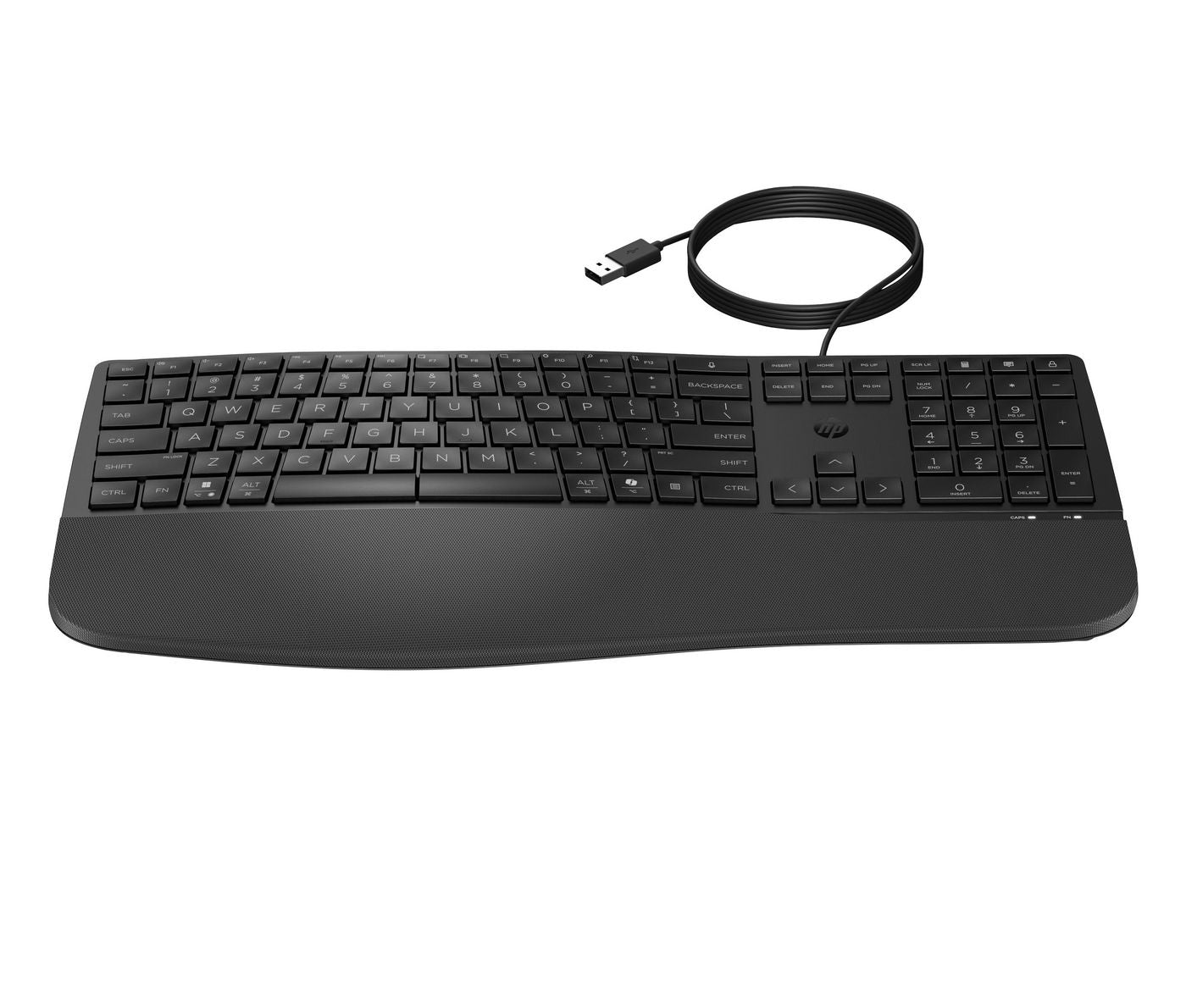 HP 485 Comfort – Tastatur – 100% – Membran – kabelgebunden – USB‑A – mit Handballenauflage – Schwarz