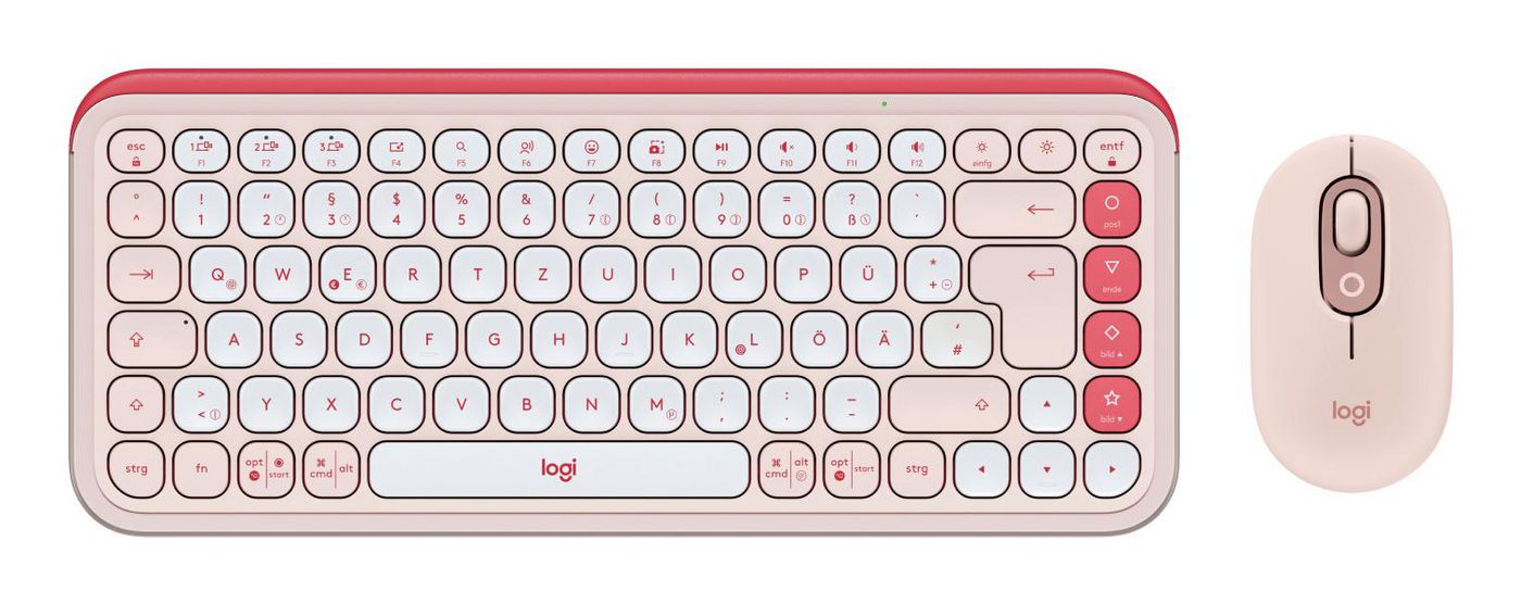 Logitech Tastatur, kabellos (Bluetooth), DE-Layout (DE), Rosa/Weiss