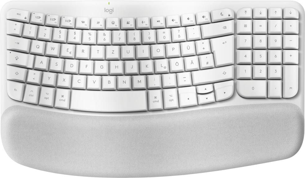Logitech Wave Keys für Mac – Tastatur – Membran – Bluetooth – QWERTZ (DE) – Weiss – mit Handgelenkauflage