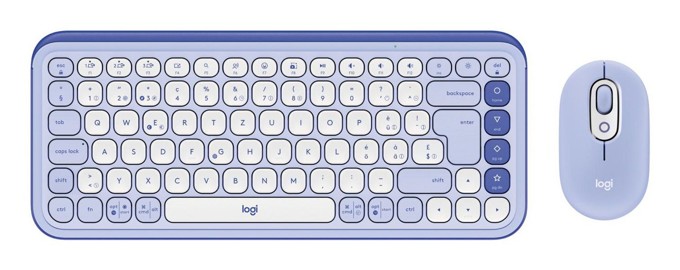 Logitech Pop Icon Combo – Tastatur-Maus-Set – Mini – Schere – Bluetooth – QWERTZ (CH) – Lila/Weiss