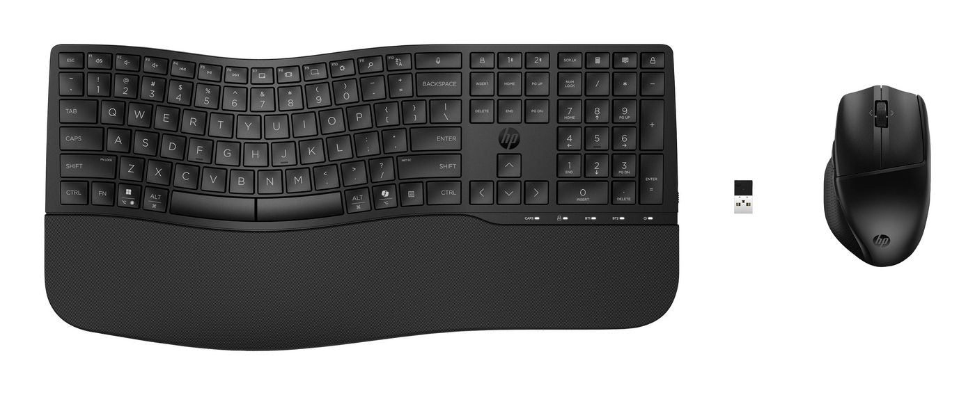 HP 680 Comfort – Tastatur- und Maus-Set – Bluetooth & 2,4 GHz (USB-A Empfänger) – mit Handballenauflage – Schwarz
