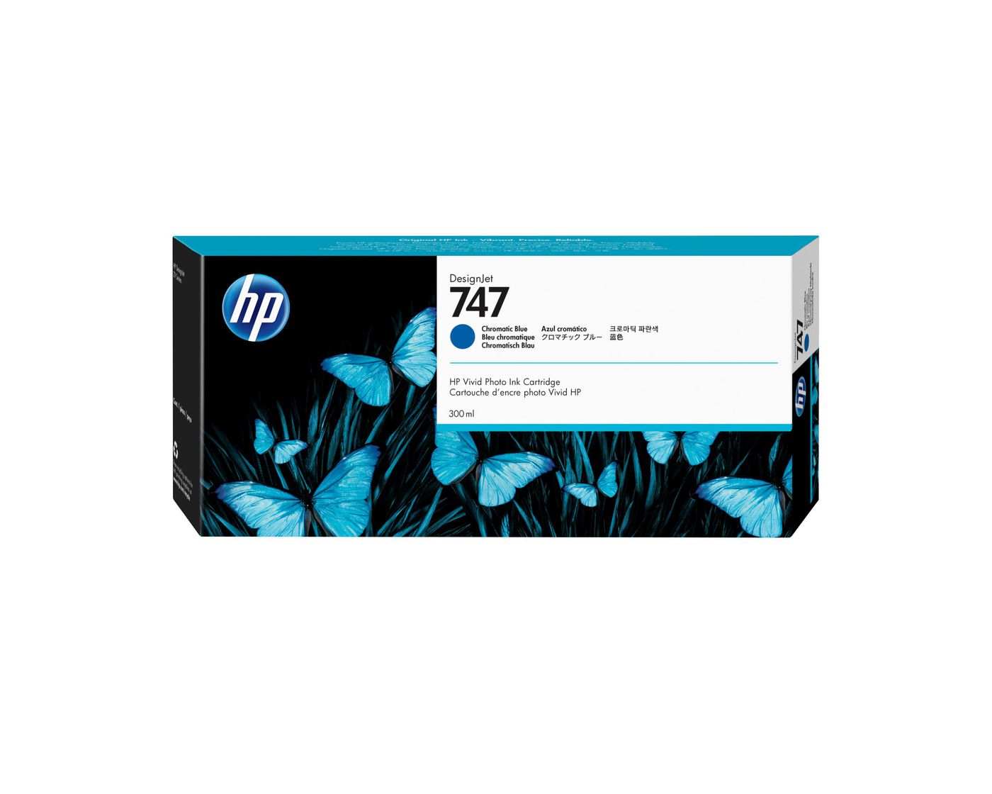 HP Tintenpatrone 747, Chromatisches Blau, 300 ml – für HP-Drucker