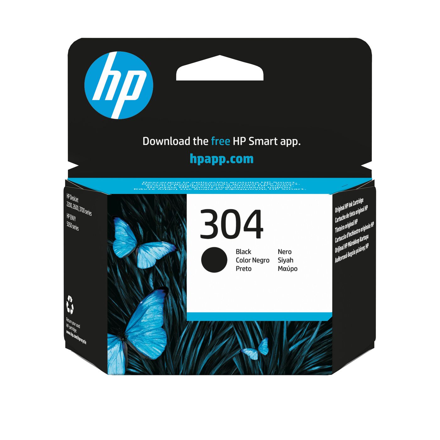 HP 304 Schwarz Tintenpatrone (Original) – 120 Seiten – für HP DeskJet 2620/2622/2630, Envy 5020/5030 – N9K06AE