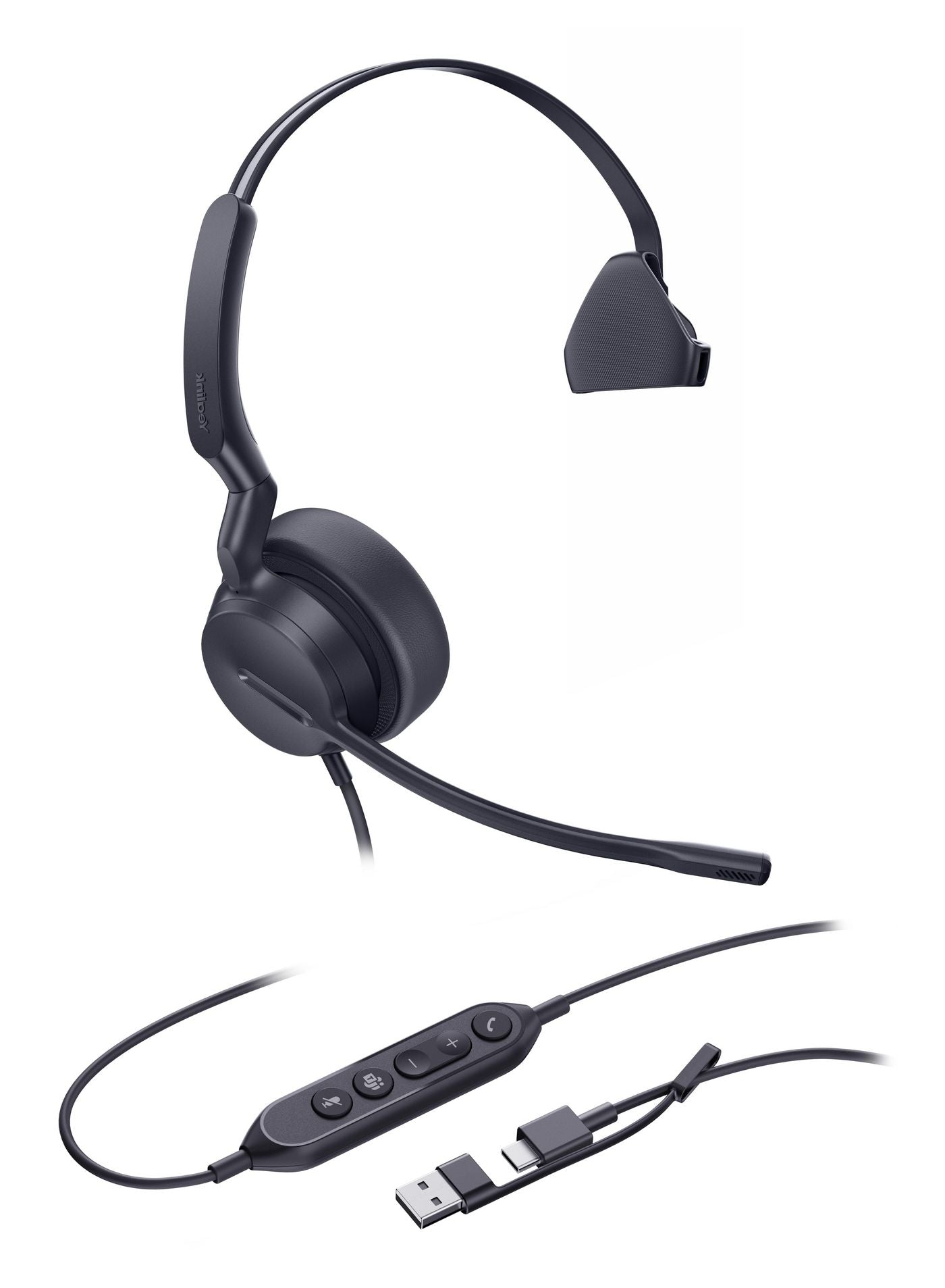 Yealink UH42 Office-Headset – On-Ear, Mono, Kabelgebunden, USB-C/USB-A, MS Teams zertifiziert, Schwarz