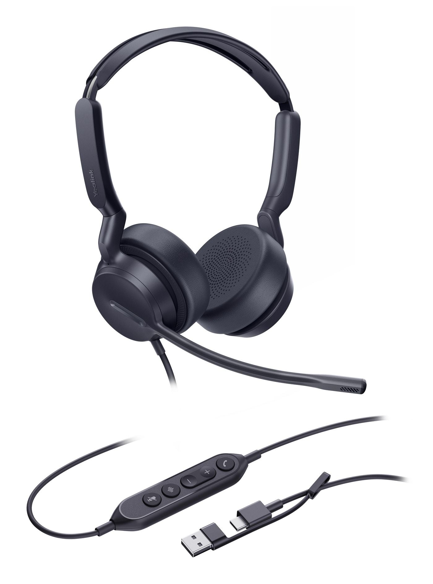 Yealink UH42 Dual UC Office-Headset – On-Ear, Stereo, Kabelgebunden, USB-C/USB-A, UC-optimiert, Schwarz