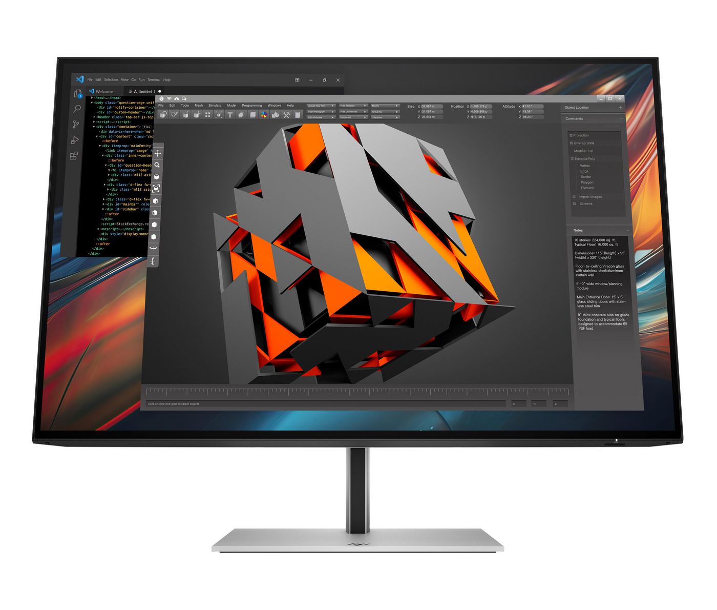 HP Series 7 Pro 724pu – Monitor, 24" 1920 × 1200 (WUXGA), USB-C, Schwarz/Silber