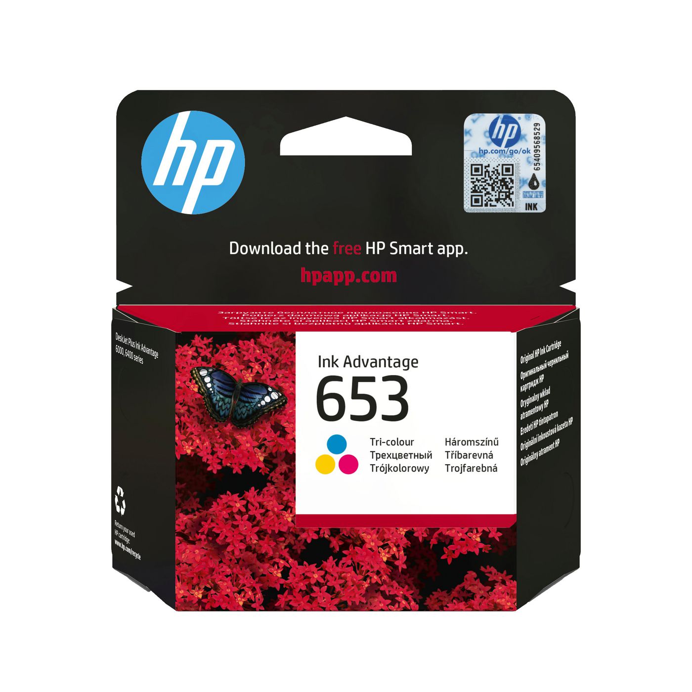 HP Tintenpatrone 653, dreifarbig, original – für HP-Drucker