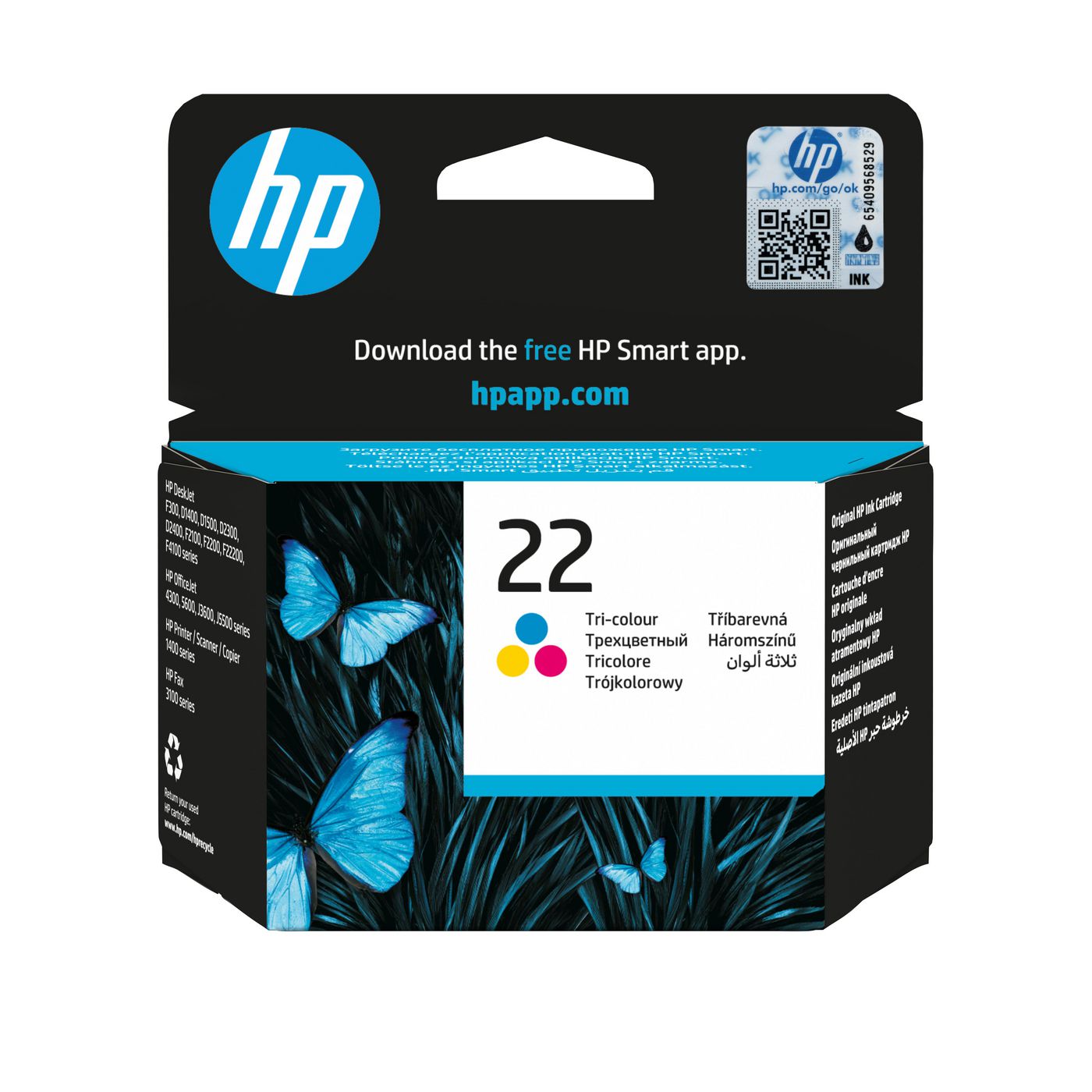 HP Tintenpatrone 22, dreifarbig, original – für 22-kompatible Geräte