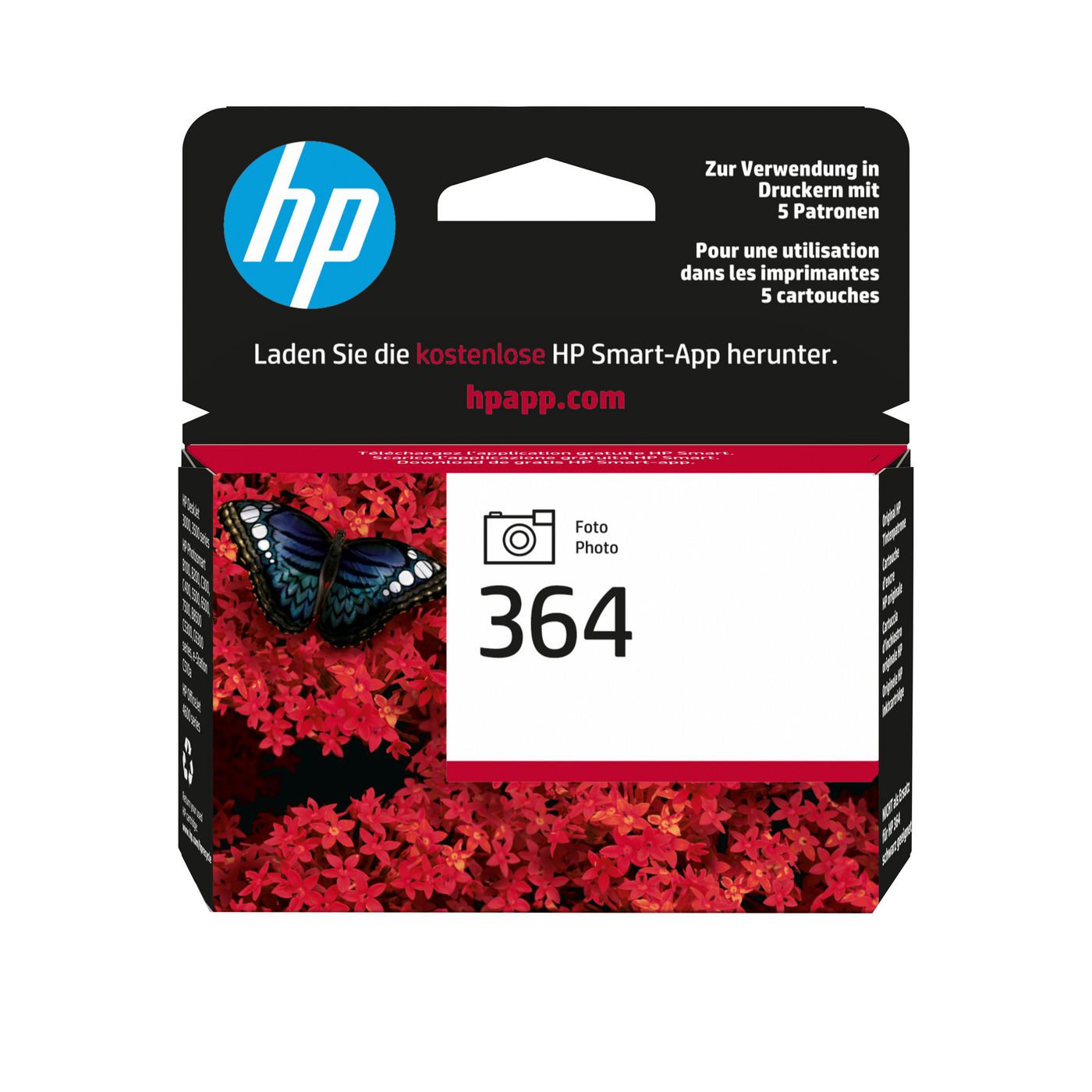 HP 364 Foto-Schwarz Tintenpatrone (Original) – 130 Seiten – für HP 364 – CB317EE