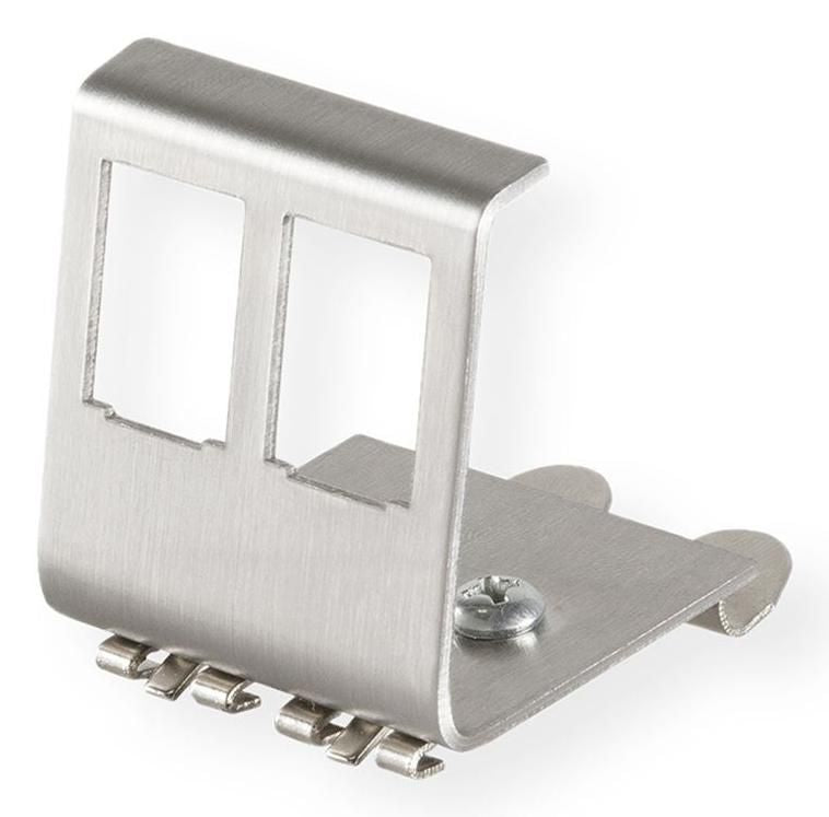 VALUE 21.99.3009 DIN-Schienen-Adapter – für Keystone-Module, Edelstahl, 48×42×51,2 mm