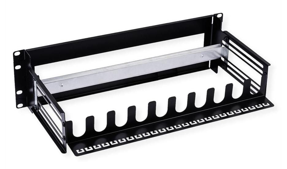 VALUE 19" Tragrahmen für Hutschienengeräte – Rack-Zubehör – 3U, Tragkraft 6 kg, Schwarz