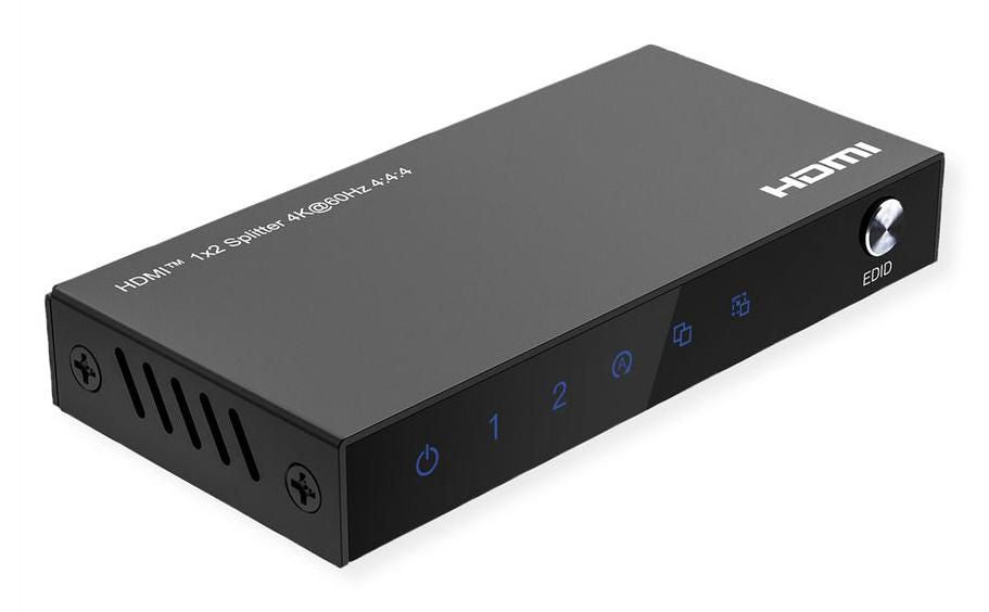 VALUE HDMI Splitter, 1× HDMI In / 2× HDMI Out, 4K@60 Hz, HDR, HDCP 2.2, YUV 4:4:4, EDID, Schwarz