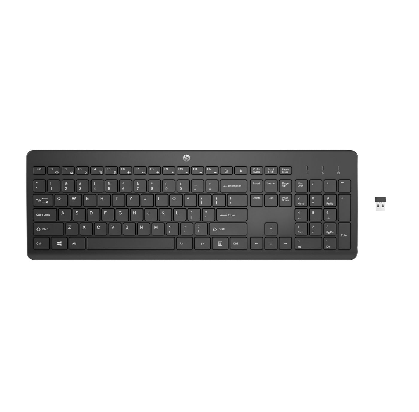 HP 230 – Tastatur – Membran – 2,4 GHz USB-A (Empfänger) – Schwarz