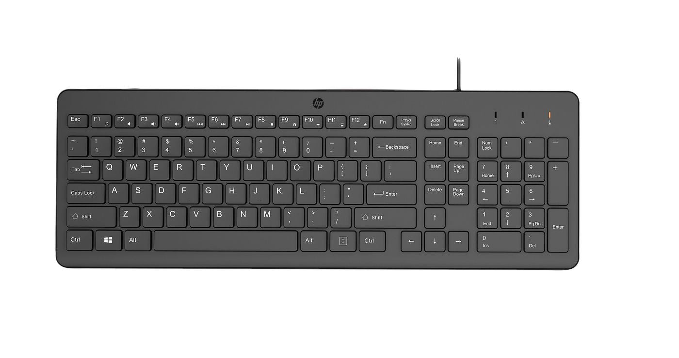 HP 150 – Tastatur – kabelgebunden, USB-A – schwarz – für PCs mit USB-A-Anschluss