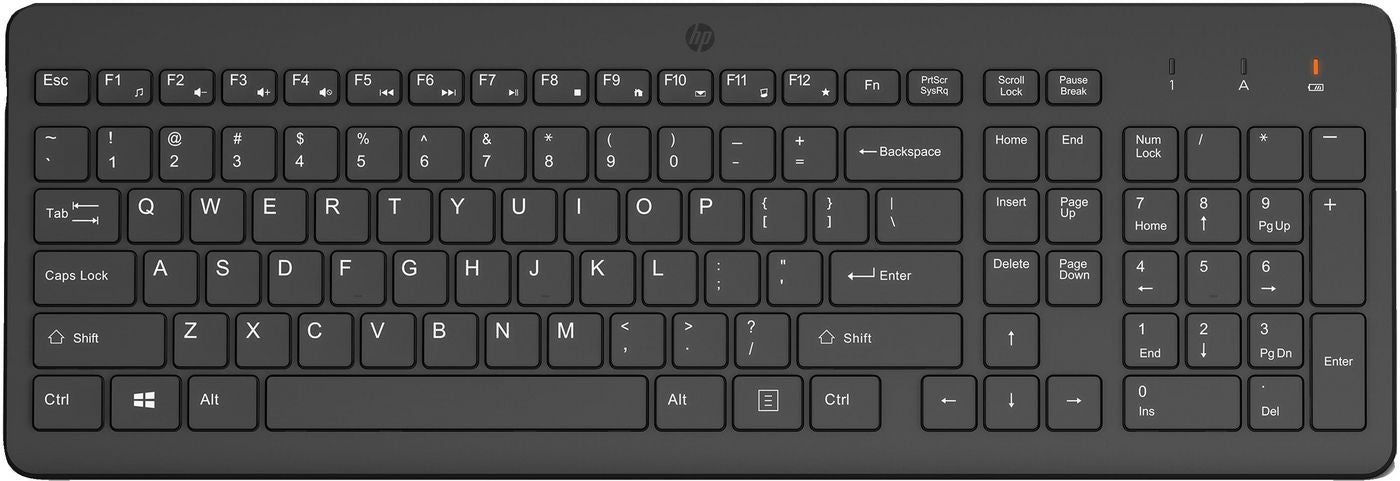 HP 225 Wireless – Tastatur – 100% – mechanisch – 2,4 GHz USB‑A – QWERTY (US‑INT) – Schwarz