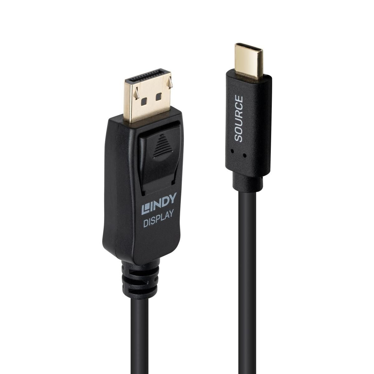 Lindy USB-C zu DisplayPort Kabel – 4K (3840 × 2160) @ 60 Hz, DisplayPort 1.2, HDR, 1 m – Schwarz