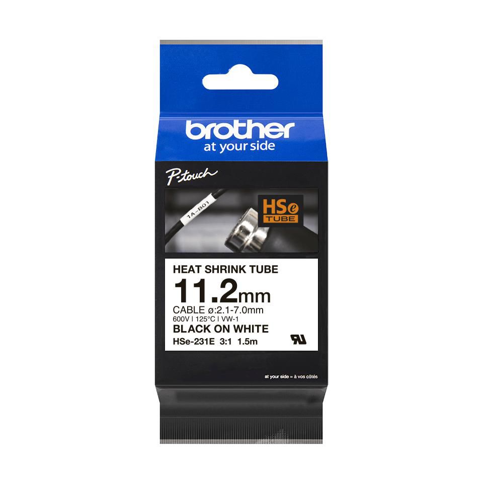 Brother HSE-251E Schrumpfschlauch – Schwarz auf Weiss – 21 mm – für Brother
