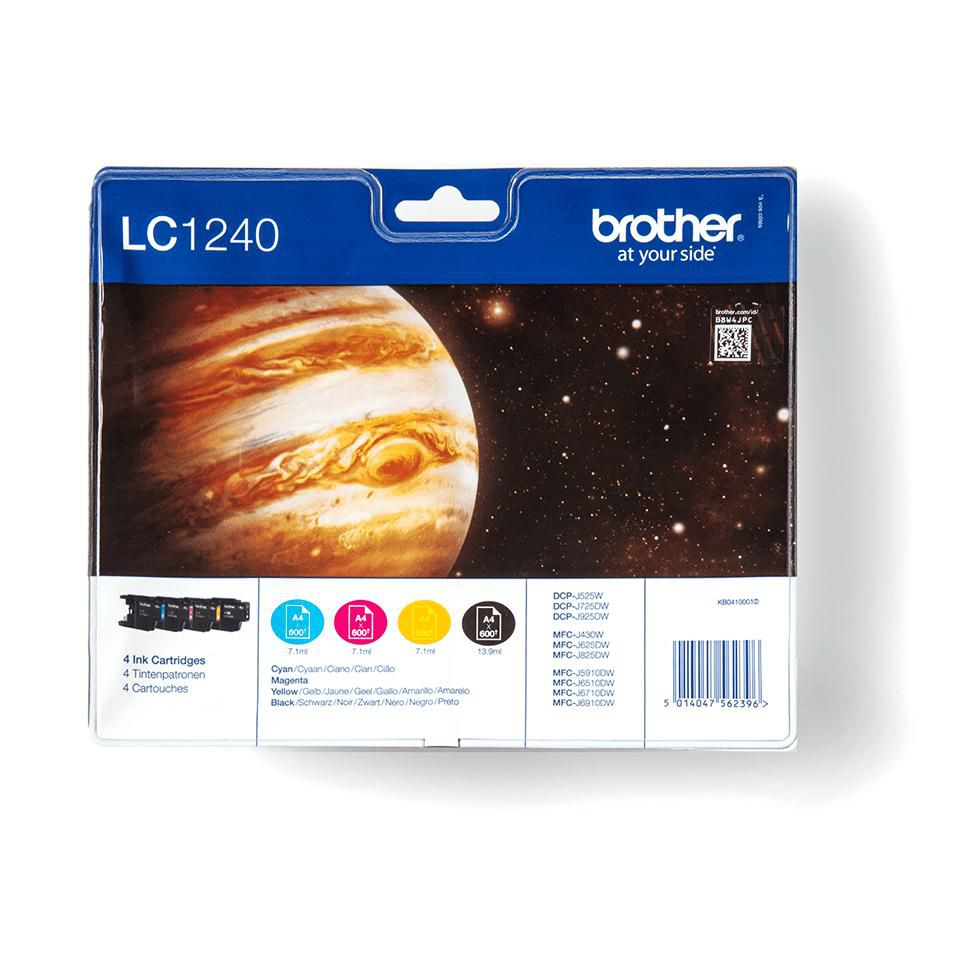 Brother LC-1240 VALBPDR Tintenpatronen-Multipack, Schwarz/Cyan/Magenta/Gelb (Original)