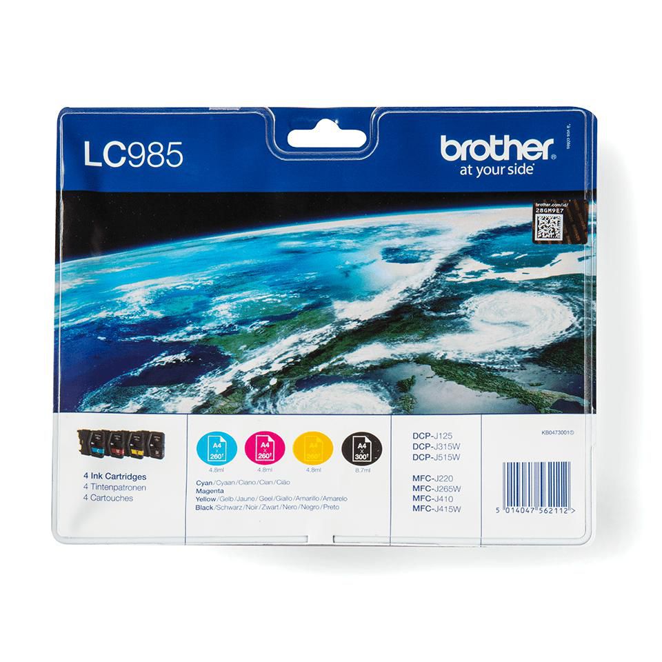 Brother LC-985VALBPDR Tintenpatronen-Multipack, 4er-Set (Original) – für MFC-J220/J265W, DCP-J125/J140W …