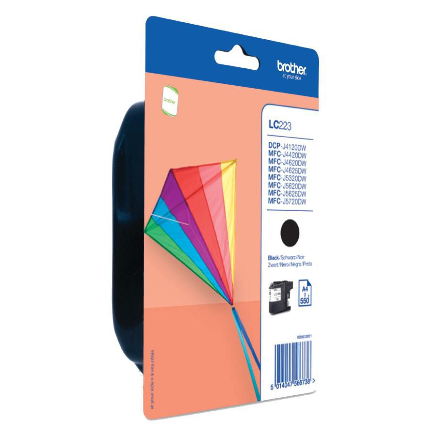 Brother LC-223BKBP Schwarz Tintenpatrone (Original) – 550 Seiten – für MFC-J4620DW, DCP-J562DW, DCP-J4120DW …