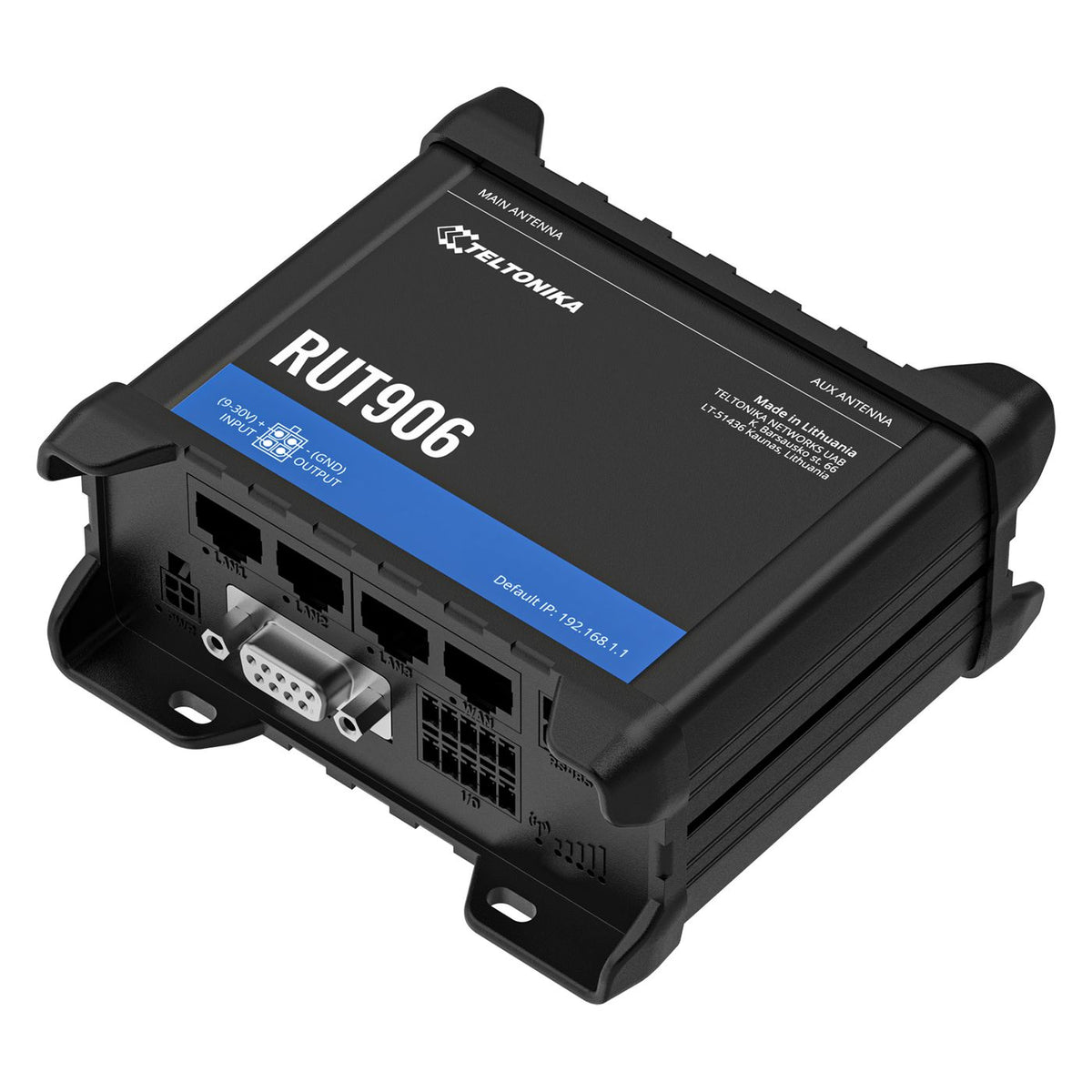Teltonika RUT906 – 4G/LTE Router, Wi‑Fi 4, 2,4 GHz, 150/50 Mbit/s, 4× Fast Ethernet, 2× Mini‑SIM