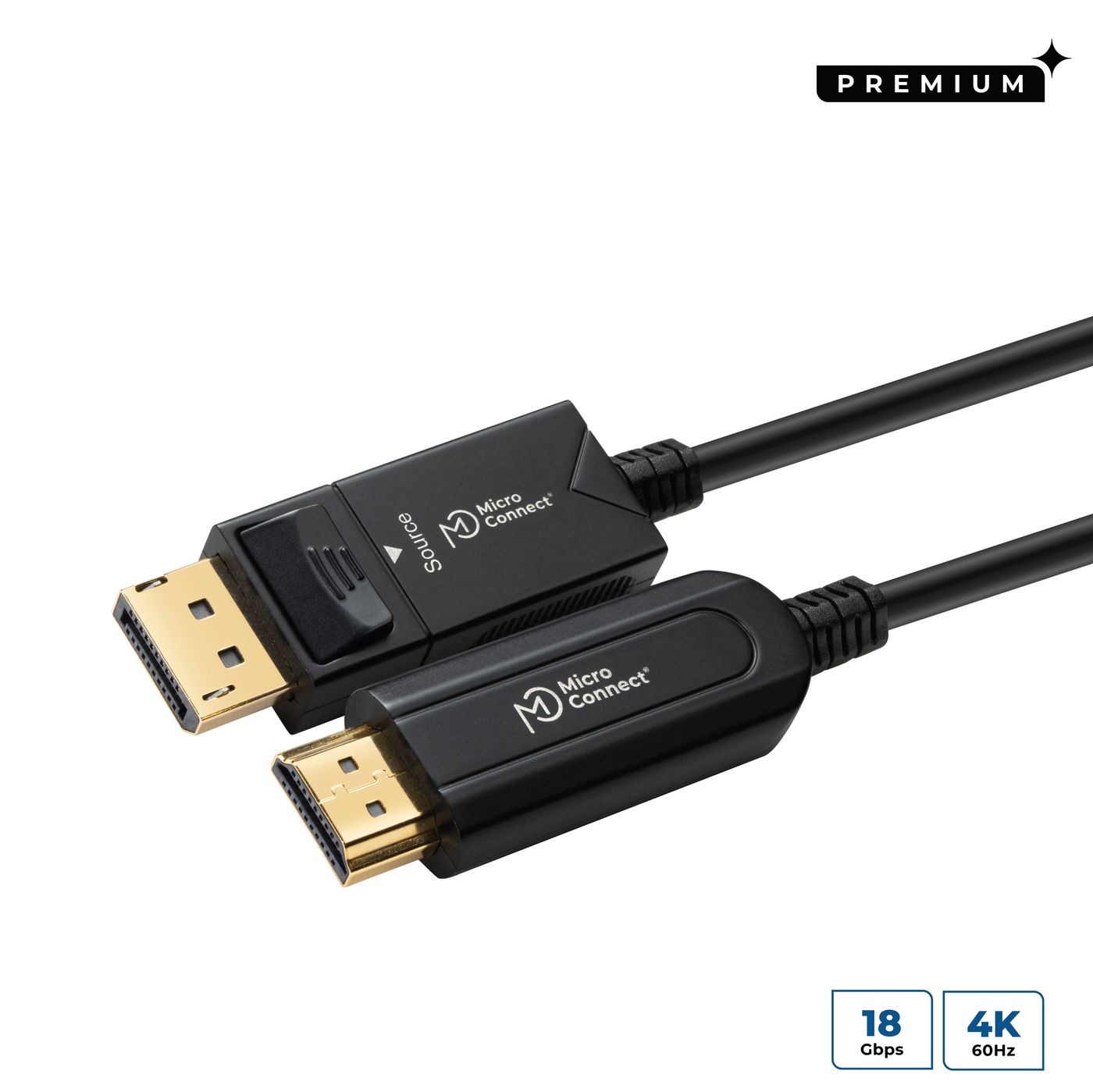 Microconnect DisplayPort auf HDMI Adapter – DP 1.4, HDMI 2.0, 4K@60 Hz, 15 m, YUV 4:4:4, HDCP 2.2