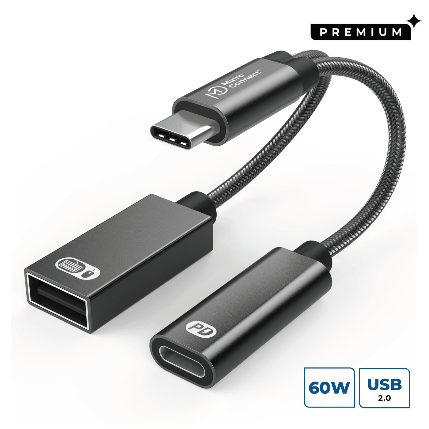 Microconnect USB-Adapter USB-C auf USB-A – USB 2.0 (480 Mbit/s) – Silber